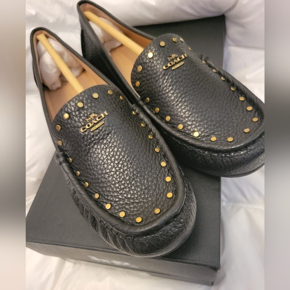 COACH Black McKenna Driver Leather Loafers . NEW - Picture 1 of 2